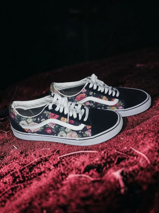 Vans Shoes - Vans Old Skool Floral Print Sneakers Black Multi-Color Women's 10 Men's 8.5